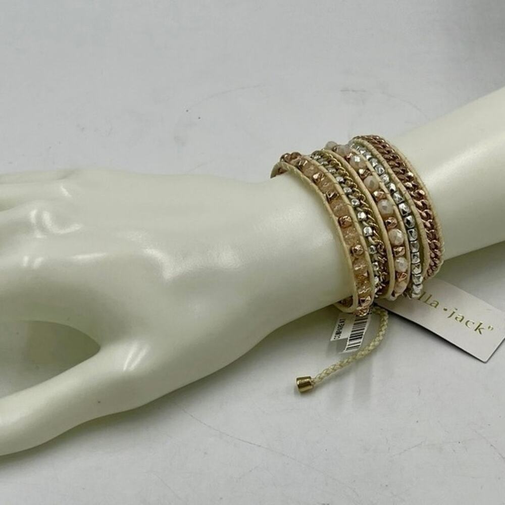 Bella Jack Multi‎ Strand Natural Neutral Colors Adjustable Bolo Bracelet New